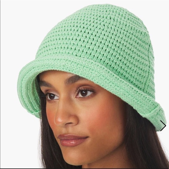 WE Wore What Crochet Solid ZLB Mint Green Bucket Hat Bohemian 100% Cotton - Picture 1 of 13